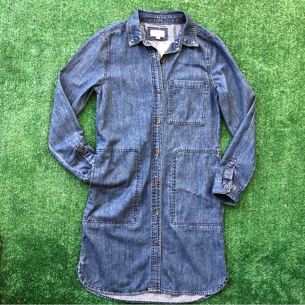 Long Sleeve Dark Blue Denim Dress Long Sleeve Size S - Picture 3 of 6